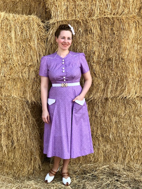 Late ’30s Purple House Dress with Basin&nbsp;Feedsacks