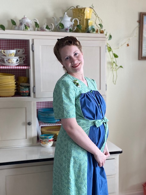 Colorblock 1940s Maternity House&nbsp;Dress