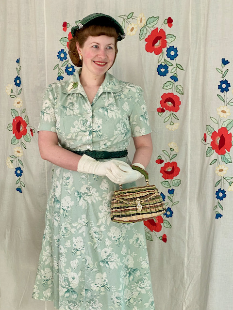 1950s Mint Rose&nbsp;Dress