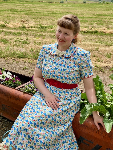 1940s Seed Packet Novelty Print House&nbsp;Dress